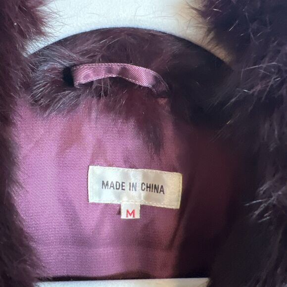 Vintage Women’s Dyed Burgundy Maroon Wine Rabbit Fur Coat Jacket Medium - Picture 3 of 11